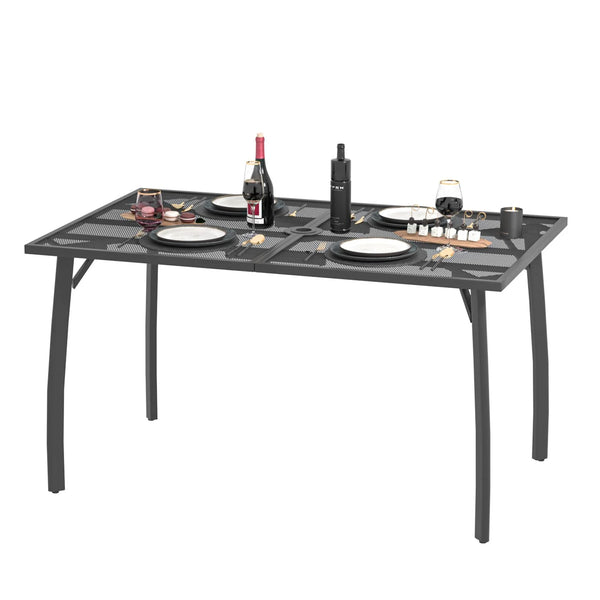 AECOJOY 51”x31” Metal Patio Dining Table Rectangular Outdoor Table with 1.73" Umbrella Hole