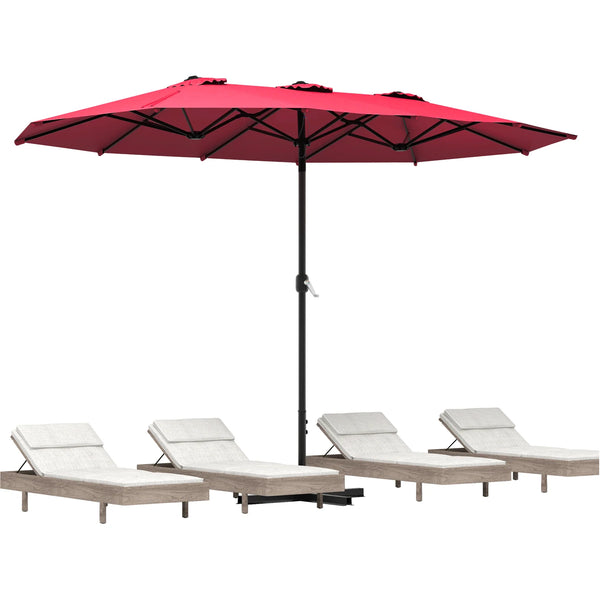 AECOJOY 15x9ft Double-Sided Patio Umbrella, Red