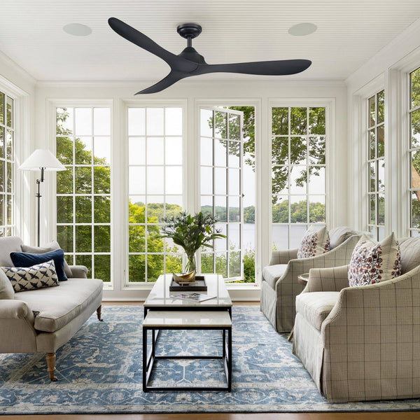56" 3-Blade Propeller Ceiling Fan with Remote - Matte Black